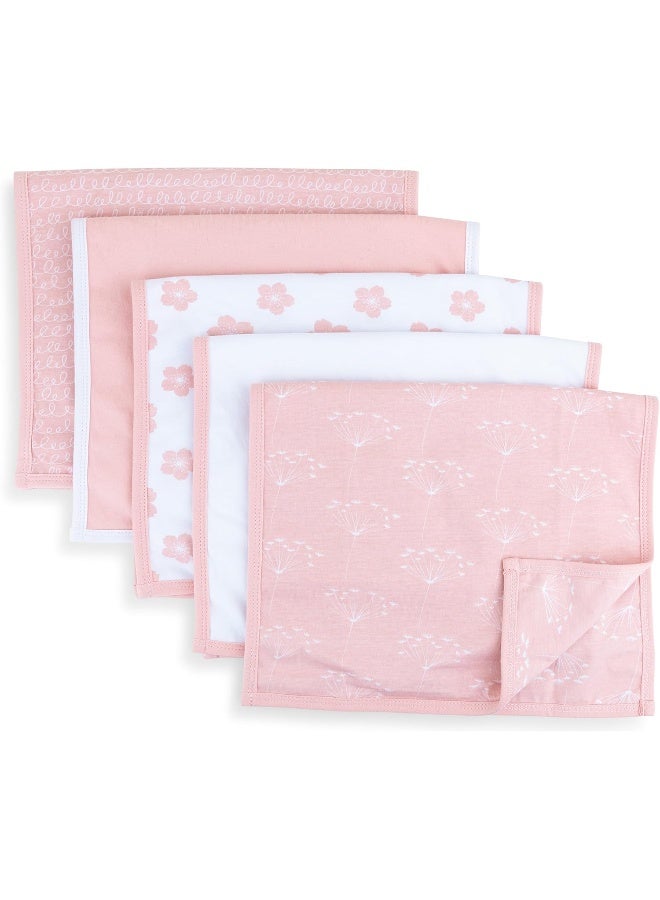 Ely's & Co. Baby Burp Cloth, Waterproof Reversible Jersey Cotton Large Burp Cloths, Cloth Diapers 20" x 12" 5 Pack I Pink Combo for Baby Girl - Image 3
